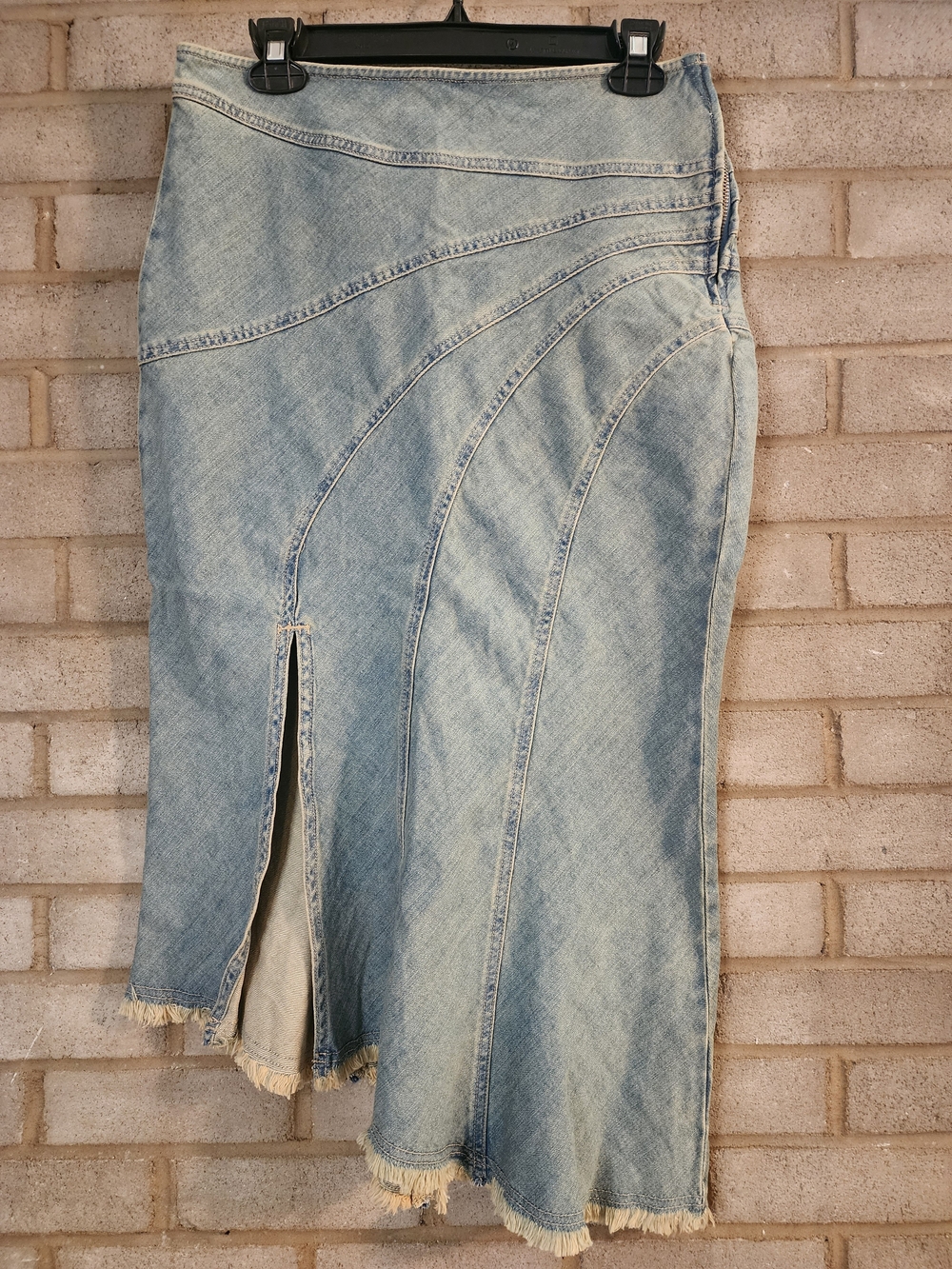 Pilcro Asymetrical Denim Skirt with Front Slit